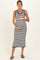 Navy Striped Crochet Knit Maternity Midi Dress