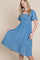 Blue Polka Dot Smocked Midi Dress