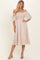 Biege Gingham Smocked Midi Dress