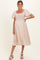 Biege Gingham Smocked Maternity Midi Dress