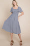 Navy Gingham Smocked Midi Dress