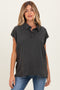 Black Pigment Dye Sleeveless Polo Oversized Maternity Top