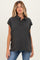 Black Pigment Dye Sleeveless Polo Oversized Maternity Top