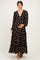 Black Floral Long Sleeve Maternity Midi Dress