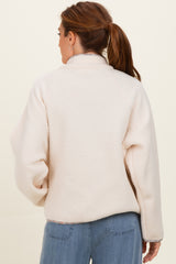 Ivory Floral Trim Fleece Snap Button Jacket