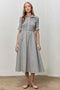 Black Gingham Smocked Button Down Midi Dress