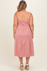 Red Striped Tiered Overall Maternity Plus Dress