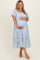 Powder Blue Floral Print Ruffle Hem Maternity Plus Midi Dress