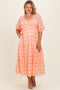 Red Floral V-Neck Tiered Maternity Plus Midi Dress