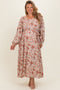 Cream Floral Square Neck Front Tie Maternity Plus Midi Dress