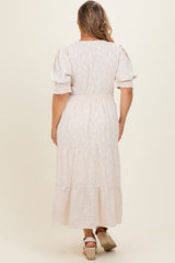 Cream Textured Knit Maternity Plus Maxi Dress