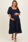Navy Ruffle Tiered Maternity Plus Midi Dress
