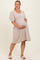 Beige Ribbed Knit Maternity Plus Midi Dress