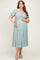 Sage Embroidered Ruffle Accent Maternity Plus Midi Dress