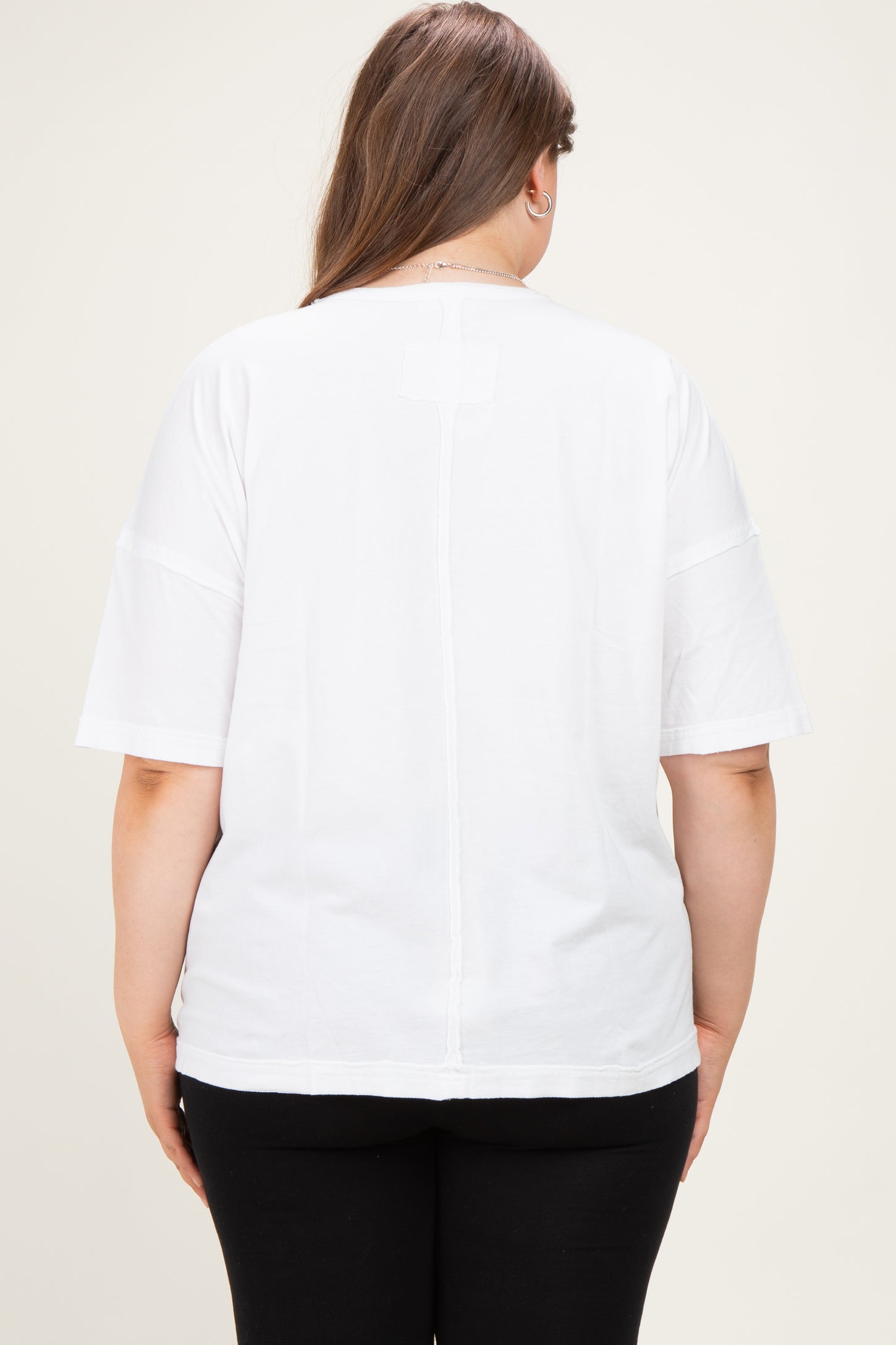 White Vintage Wash Exposed Seam Maternity Plus T-Shirt