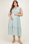 Mint Button Accent Smocked Maternity Plus Midi Dress