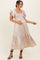 Champagne Satin Flutter Sleeve Maternity Midi Dress
