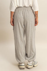 Heather Gray Ruffle Waist Burnout Jogger Pants