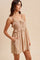 Sand Embroidered Ruffle Accent Romper