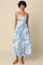 Blue Blossom Print Strapless Maxi Dress