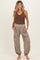Mocha Ruffle Waist Burnout Maternity Jogger Pants