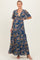 Navy Floral Deep V-Neck Cutout Maternity Maxi Dress
