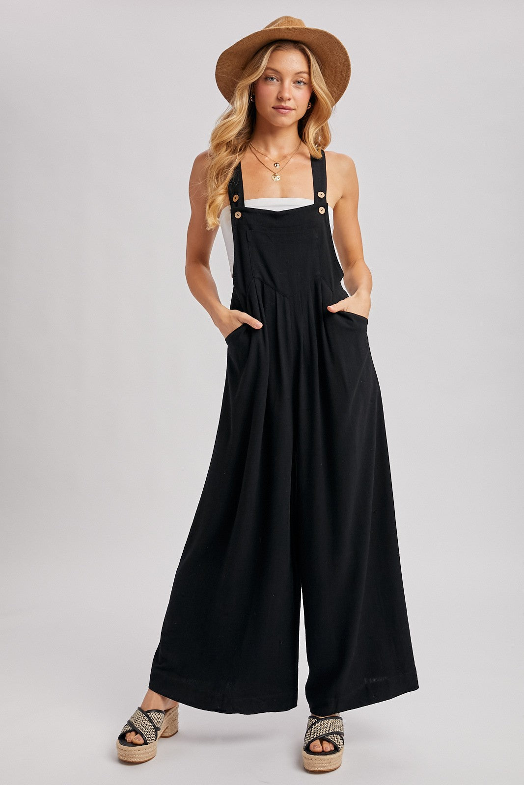 Black Super Wide Leg Overall Maternity Jumpsuit