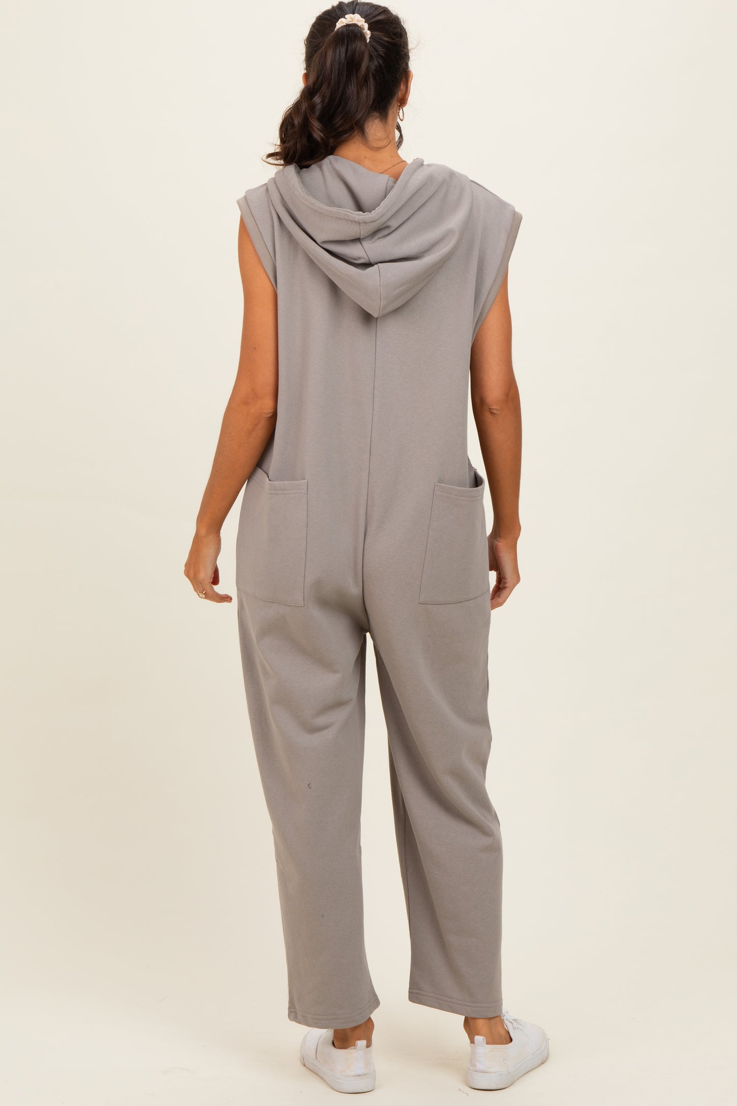 Vintage Taupe Button Up French Terry Jumpsuit