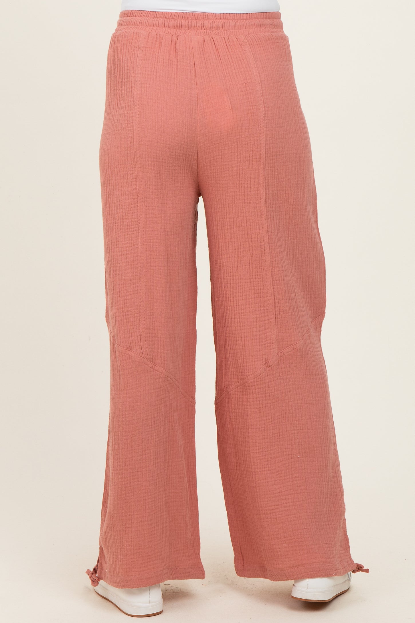 Blush Gauze Cinched Hem Maternity Pants
