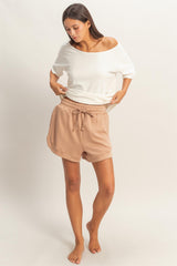 Light Taupe Drawstring Relaxed Fit Maternity Shorts