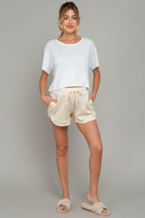 Cream Drawstring Relaxed Fit Maternity Shorts