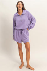 Dusty Purple Drawstring Relaxed Fit Maternity Shorts
