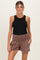 Chocolate Smocked Waist Mineral Wash Maternity Shorts