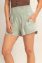 Sage Smocked Waist Mineral Wash Shorts