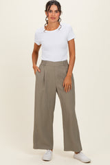 Olive Elastic Waistband Maternity Trousers