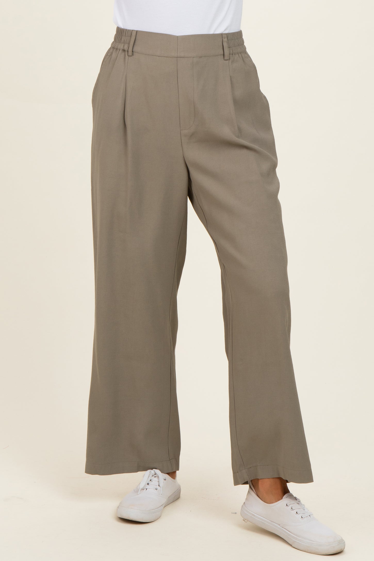 Olive Elastic Waistband Trousers