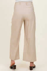 Beige Elastic Waistband Maternity Trousers