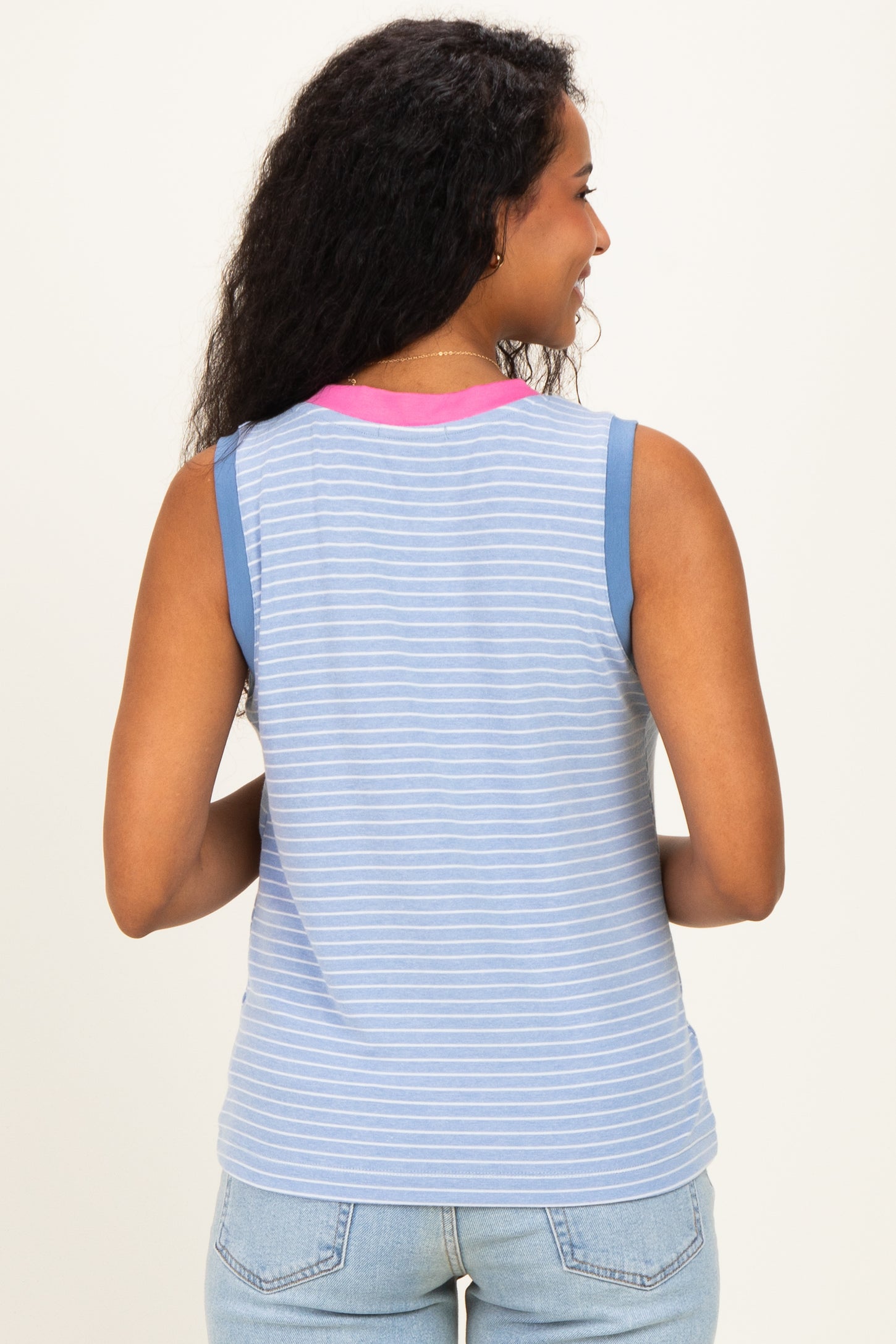Blue Striped Jersey Maternity Tank Top