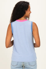 Blue Striped Jersey Maternity Tank Top