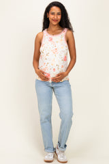 Ivory Floral Jersey Maternity Tank Top