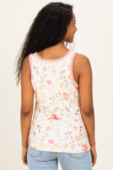 Ivory Floral Jersey Maternity Tank Top