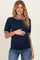 Navy Waffle Knit Maternity Sweater Top