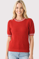 Red Waffle Knit Maternity Sweater Top