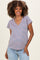 Pink Blue Striped V-Neck Short Sleeve Maternity Top