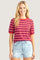 Red Striped Short Sleeve Top