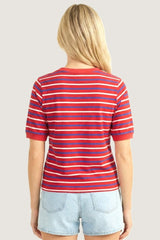 Red Striped Short Sleeve Top
