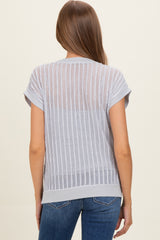 Light Grey Open Knit Maternity Short Sleeve Top