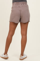 Mocha Mineral Wash Terry Maternity Short
