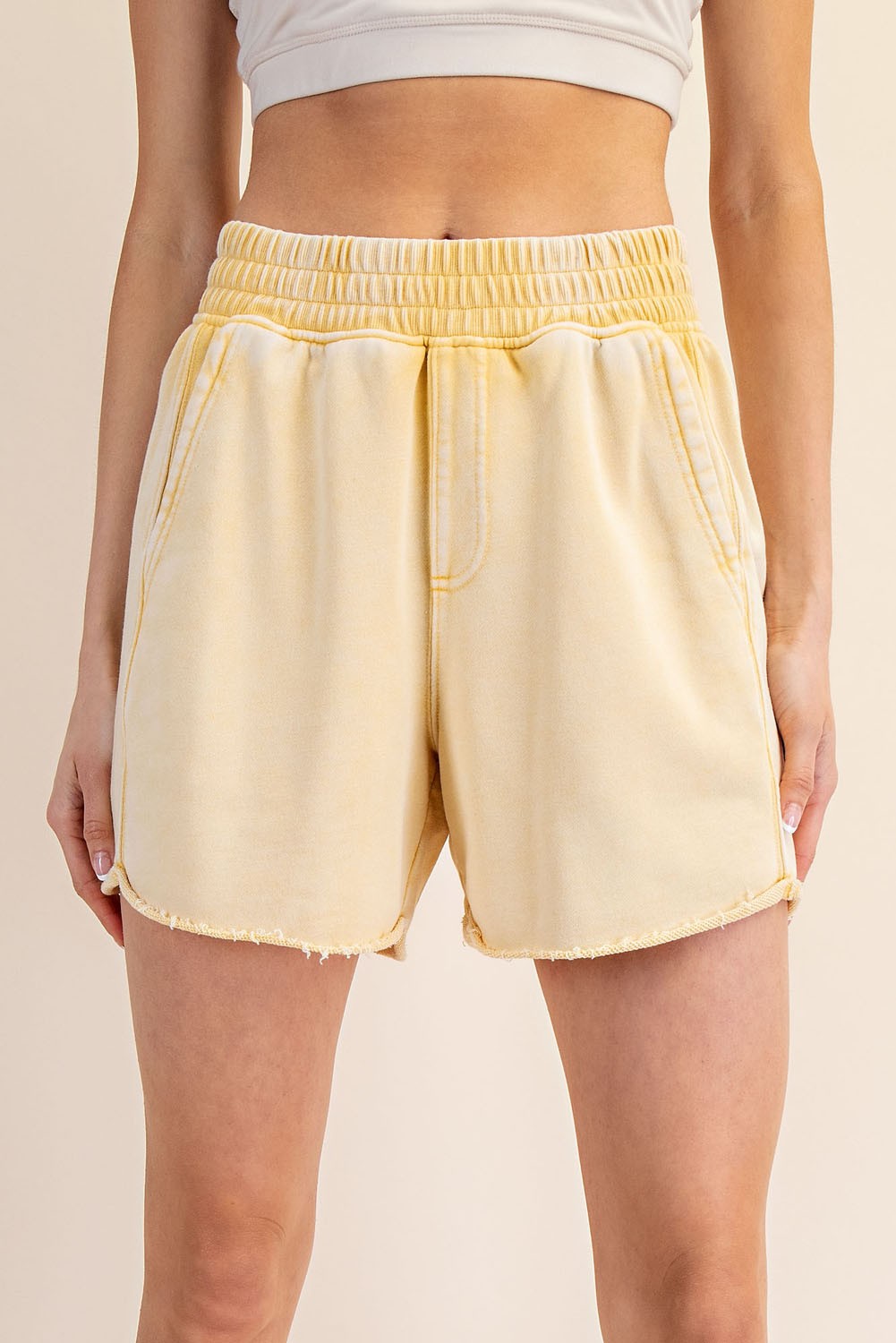 Sweet Corn Mineral Wash Terry Maternity Short
