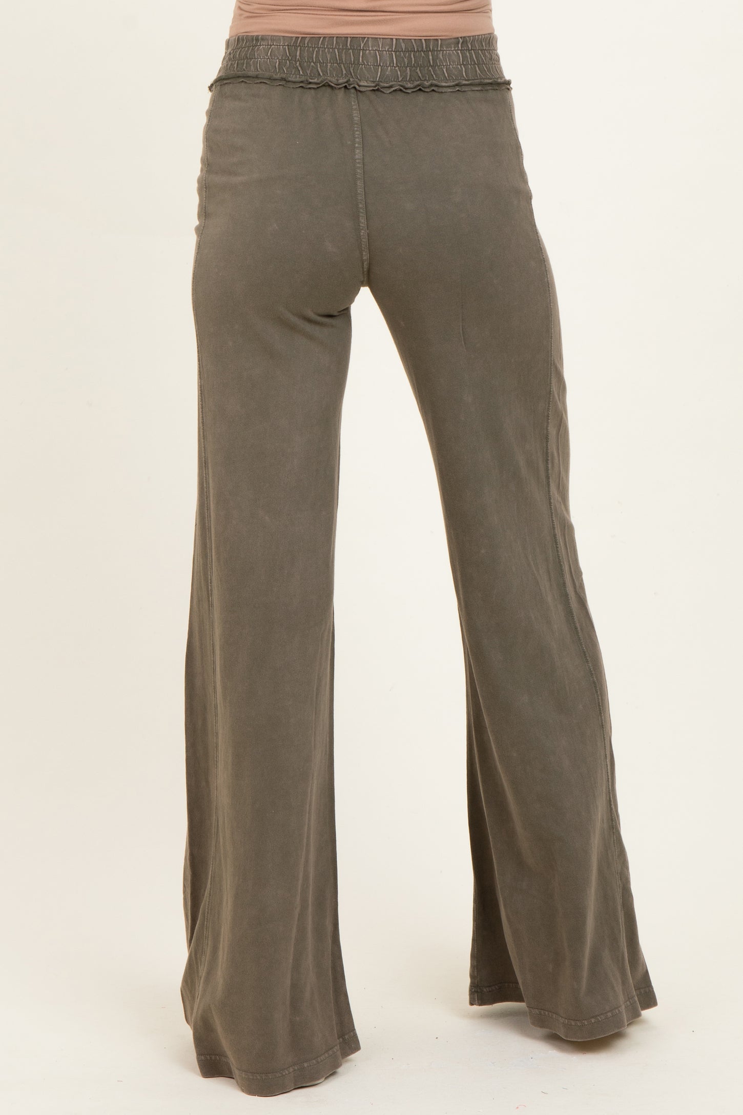 Olive Mineral Wash Wide Leg Maternity Pants